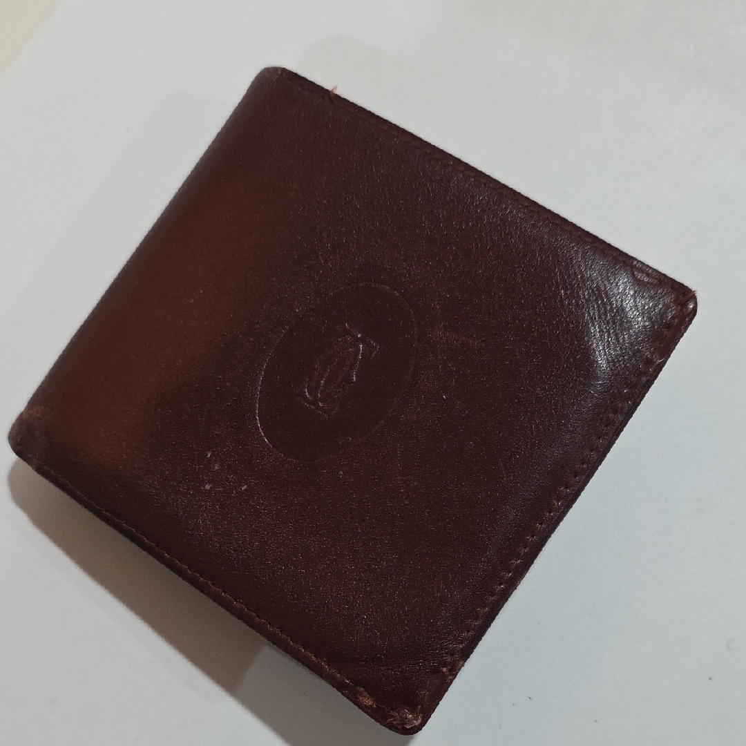 Vintage Cartier Brown Leather Wallet Luxury Designer Bifold Unisex Slim Wallet